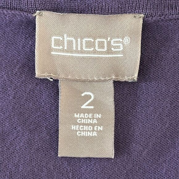 Chico’s Embellished Sweater Size 2 (12) V Neck - Picture 9 of 11